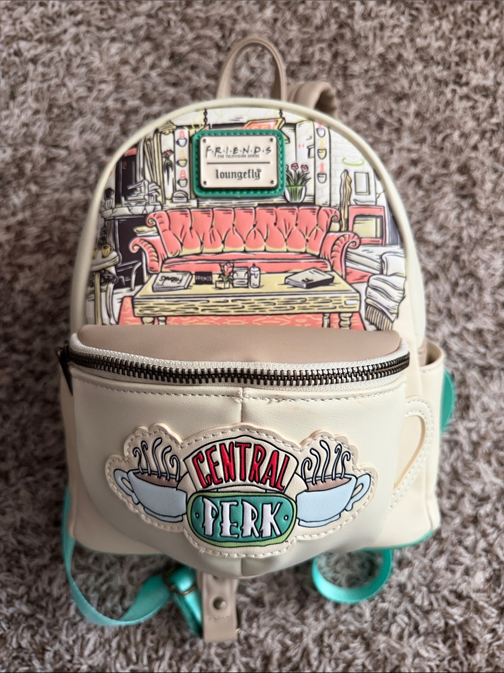 Loungefly Central Perk Backpack with Matching Orange Couch Wallet